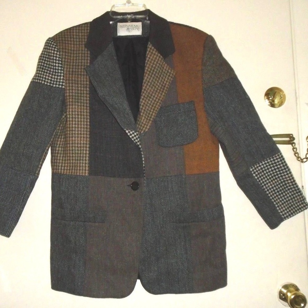 Vintage Rare Patchwork Lined Wool Blazer Jacket - image 7